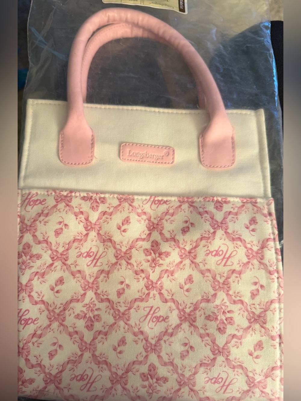 LONGABERGER HORIZON OF HOPE BREAST CANCER TOTE/BRAND NEW!